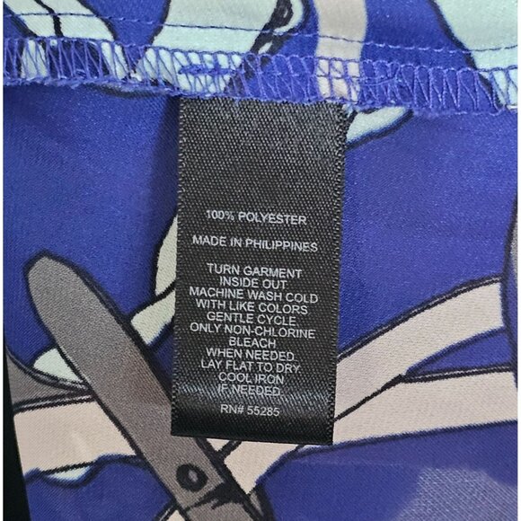 Express Camisole Tank Top Y2K Chain Butterfly Size L Blue Silver Satin Flowy - Picture 8 of 11